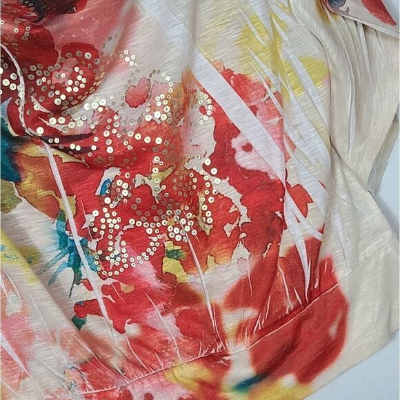 Style & Co Multi Color Scoop Neck Blouson Top - Picture 11 of 11